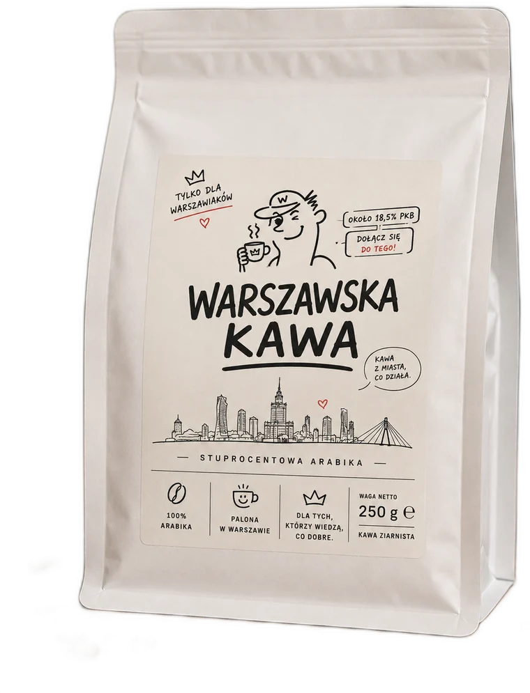 Paczka Warszawskiej Kawy, 250 g, kawa ziarnista